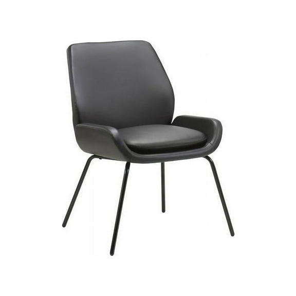 Lorell, Bonded Leather U-Shaped Seat Guest Chair, 1 Each, Black