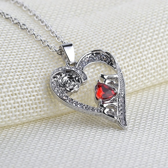 FcBaudy Necklace for Women, Jewelry for Women, Women's Jewelry Heart Shaped Crystal Pendant N Finger For Men Women Jewelry Gift Rings The necklace