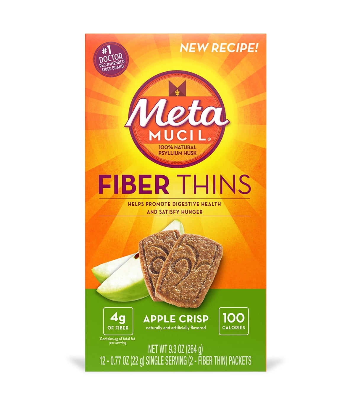 Metamucil MultiGrain Fiber Wafers Apple Crisp, 12 Ea