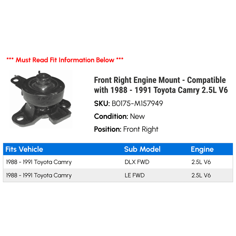 Front Right Engine Mount - Compatible with 1988 - 1991