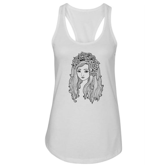 Woman With Flower Wreath Racerback Tank Women -Image by Shutterstock, Female x-Large