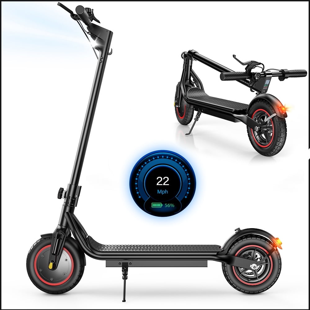 iScooter Electric Scooter for Adult, 500W Motor, 23 Miles Long Range, 22 mph & 10" Pneumatic tire Folding Commuter Electric Scooter Teens, Superior Performance Smart App & Dual Braking（Black）