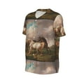 thumbnail image 2 of Balery Three Horses Oil Painting Baseball Jersey for Men Casual Button Down Shirts Short Sleeve Active Team Sports Uniform-X-Large, 2 of 9