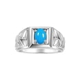 thumbnail image 1 of RYLOS Men's Rings Sterling Silver Rings Designer Weave Band 7X5MM Oval Gemstone &  Diamond Ring Tourquoise December Birthstone Rings For Men Size 9, 1 of 6