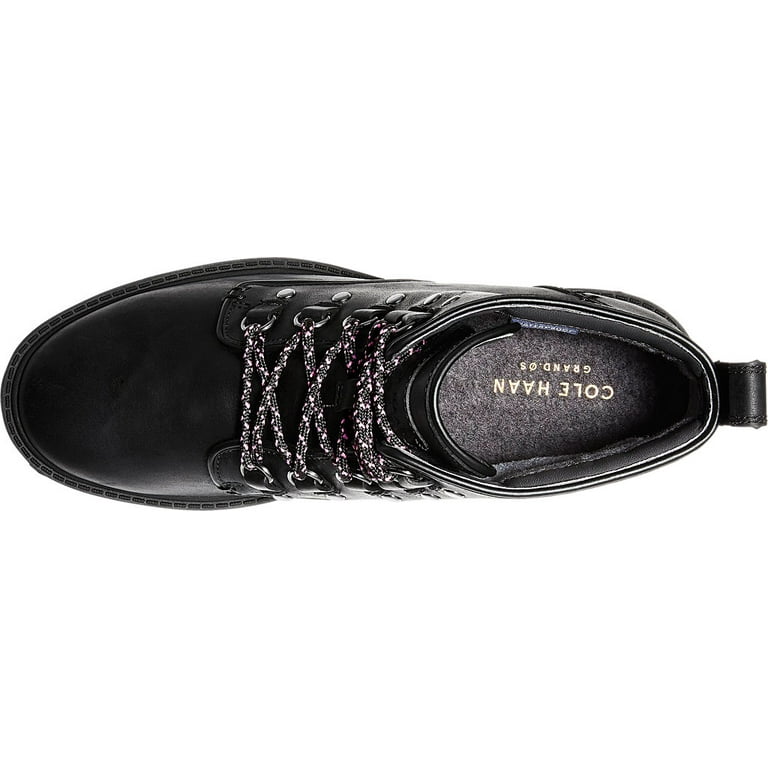 Women s Cole Haan Briana Grand Lace Up Hiker Boot Black Waterproof Leather Black 7 B Walmart