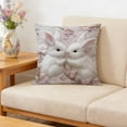 thumbnail image 5 of Easter Pillow Cover, Embroidered Rabbit Throw Pillowcase, Soft Polyester with Invisible Zipper, for Sofa, Chair and Bedroom Holiday Decor, 17.72x17.72 Inches, 5 of 6
