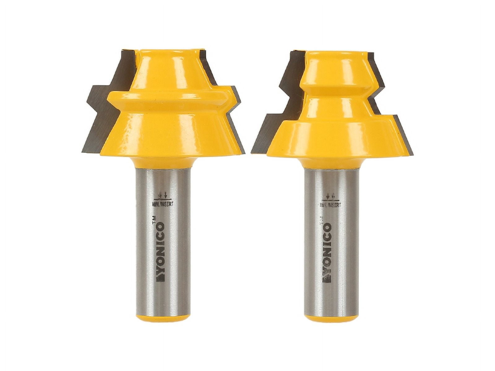 Yonico 22.5 Degree Lock Miter Glue Joint Router Bit Set - 1/2" Shank 15220