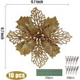 thumbnail image 2 of 10 Pieces Glitter Artificial Poinsettia Flower Christmas Wreath Christmas Tree Flowers, Glitter Gold 6" Artificial Flowers Picks Decor Wreath Garland Holiday (Silver), 2 of 4