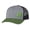 Heather Grey/Green/Charcoal/Green Clover, variant on Men's Lucky Clover Shamrock Off-Center Embroidered Golf Mesh Back Trucker Hat, Kelly Green/White/White Clover