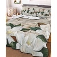 thumbnail image 3 of Quilts Twin Size Bedding Set, Spring Floral Lightweight Quilted Comforter, White Magnolia Flowers Barn Door Farmhouse Beige Soft Bedspread Coverlet with Pillow Covers for All Season, 68" x 86", 3 of 7