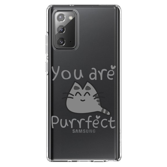DistinctInk Clear Shockproof Hybrid Case for Galaxy Note 20 ULTRA (6.9" Screen) - TPU Bumper Acrylic Back Tempered Glass Screen Protector - You Are Purrfect
