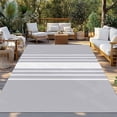 thumbnail image 2 of Light Grey Striped Outdoor Rug 3x5 Ft - Reversible Patio Rug Outdoor Camping Rugs, White Simple Neutral Modern Washable Indoor Outdoor Area Rugs, Non-Slip Outdoor Carpet Runner for Deck/Porch, 2 of 8