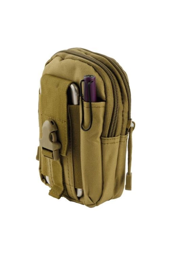 Heavy Duty Canvas Sports Activity Waist Pack Pocket Belt for Panasonic Eluga I7, Ray 550, P101, A4, Micromax Bharat 5 , Bharat 5 Plus, Canvas Infinity Pro (Khaki) + MND Mini Stylus