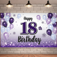 thumbnail image 5 of Purple Balloons Happy Birthday Banner Decorative Design Milestone Celebration Birthday Backdrop for Birthday Party Celebration Indoor Decoration Event, 5 of 8