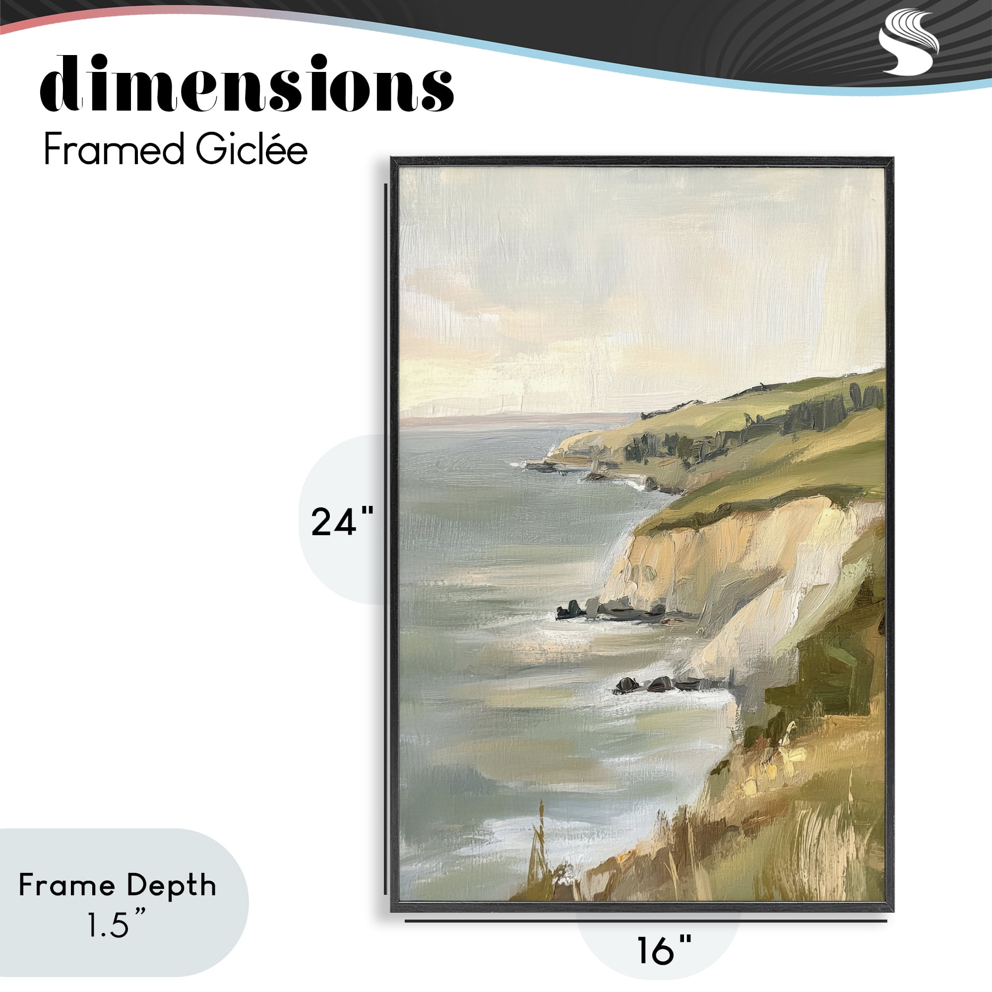 Stupell Industries Cliffs Off The Sea Black Framed Giclee Art, design by Petal Prints Design