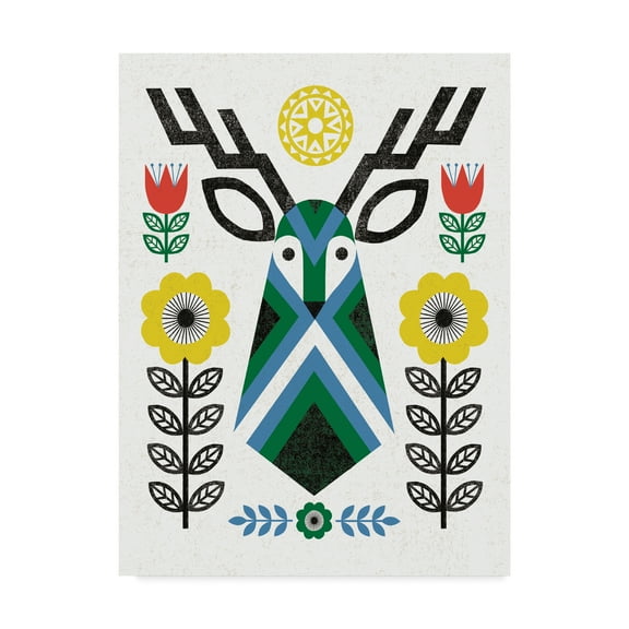 Trademark Fine Art 'Folk Lodge Deer II' Canvas Art by Michael Mullan