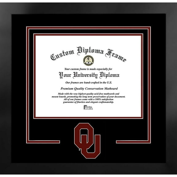 University of Oklahoma Sooners 11w x 8.5h Spirit Diploma Manhattan Black Frame with Bonus Campus Images Lithograph (value savings $59)