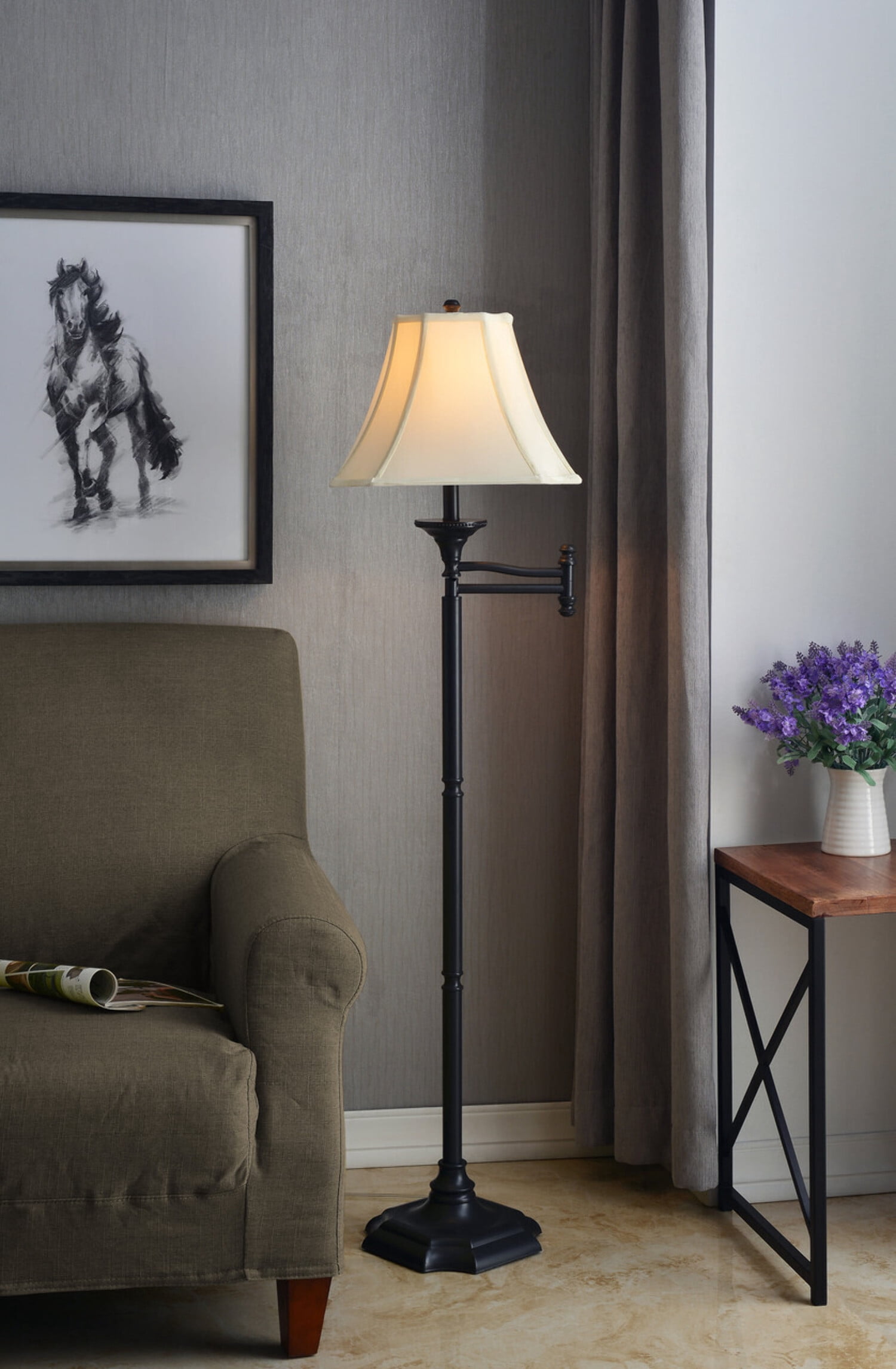 Wentworth Swing Arm Floor Lamp - Burnished Bronze