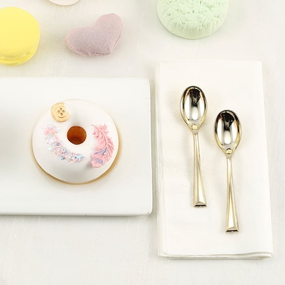 Efavormart 24 Pack 4" Gold Plastic Spoon Plastic Silverware Mini Spoon Gold Cake Spoon