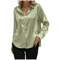 thumbnail image 2 of DAFPZW Satin Silk Button Down Shirts for Women Dressy Casual Shirts Long Sleeve Blouses Womens Shirts, 2 of 5