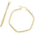 thumbnail image 4 of JewelStop 14K Yellow Gold Rounded Edges Hexagon Hoop Earrings with Polished Finish and Hinged Clasp for Women - 1.1gr, 4 of 7