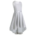 thumbnail image 3 of YiZYiF Kids Girls Satin Wedding Bridesmaid Dress V Neck Floral Lace Birthday Party Dress, 3 of 6
