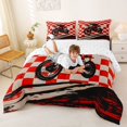 thumbnail image 3 of Manfei Speed Motorbike Full Size Comforter Sets,Red Checkered Pattern Bedding Comforter Set,Reversible,3-Piece,1 Comforter and 2 Pillowcases, 3 of 7