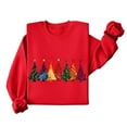 thumbnail image 4 of Fartey Womens Christmas Sweatshirt Oversized Crewneck Sweatshirts Fall Winter Long Sleeve Fleece Pullover Tops Cute Xmas Tree Graphic Sweatshirts Yellow L, 4 of 5