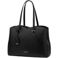 thumbnail image 1 of Bolso de mano para portátil LOVEVOOK para mujer, piel negra de 15.6 pulgadas, 1 of 8
