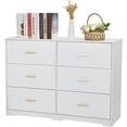 thumbnail image 6 of Garvee 6 Drawers Dresser, Modern Closet Dressers Chest of Drawers with Metal Handle, Wooden Dresser Organizer for Bedroom, Living Room, Hallway, White, 6 of 7