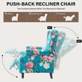 thumbnail image 4 of UIXE Floral Pushback Recliner Chairs Set of 2, Fabric Upholstered Armchair Push Back Accent Chair for Living Room, Rivet Trim Club Chair Home Theater Single Sofa Reading Seat, Peacock Blue, 4 of 7
