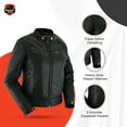 thumbnail image 4 of Daniel Smart Classic Motorcycle Jacket for Women Goatskin Biker Leather Jacket with Triple stitch detailing, 4 of 7
