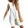thumbnail image 2 of Women Swimsuit Coverup 100% Cotton Ruffle Hem Beach Cover Up Dresses White S, 2 of 9