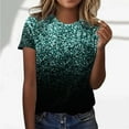 thumbnail image 2 of TSADFHJI Chandails pour Femmes en Coton Mode Décontractée pour Femmes Dégradé à Paillettes Imprimé Col Rond T-Shirt Ample, 2 of 5