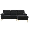 thumbnail image 2 of 85" Sectional Sofa, Modern L-Shape Modular Sectional Sofa, Three-Seat Sleeper Couch with Chenille Fabric and Metal Feet for Living Room, Apartment, Office, Black, 2 of 7
