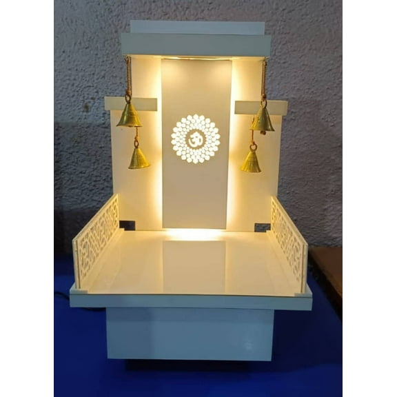Pooja Temple/ Designer Wooden Temple With LED Lights / Mandir For Home & Office / Temple For Home / Modern Style Pooja Chowki For God Idols
