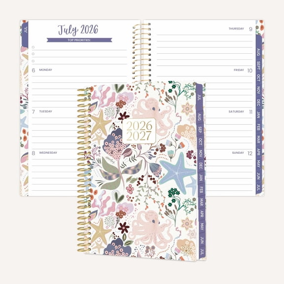 bloom daily planners 2026-2027 Academic Pocket Planner, 13 Month Weekly & Monthly, 4" x 6", Seaside Whimsy
