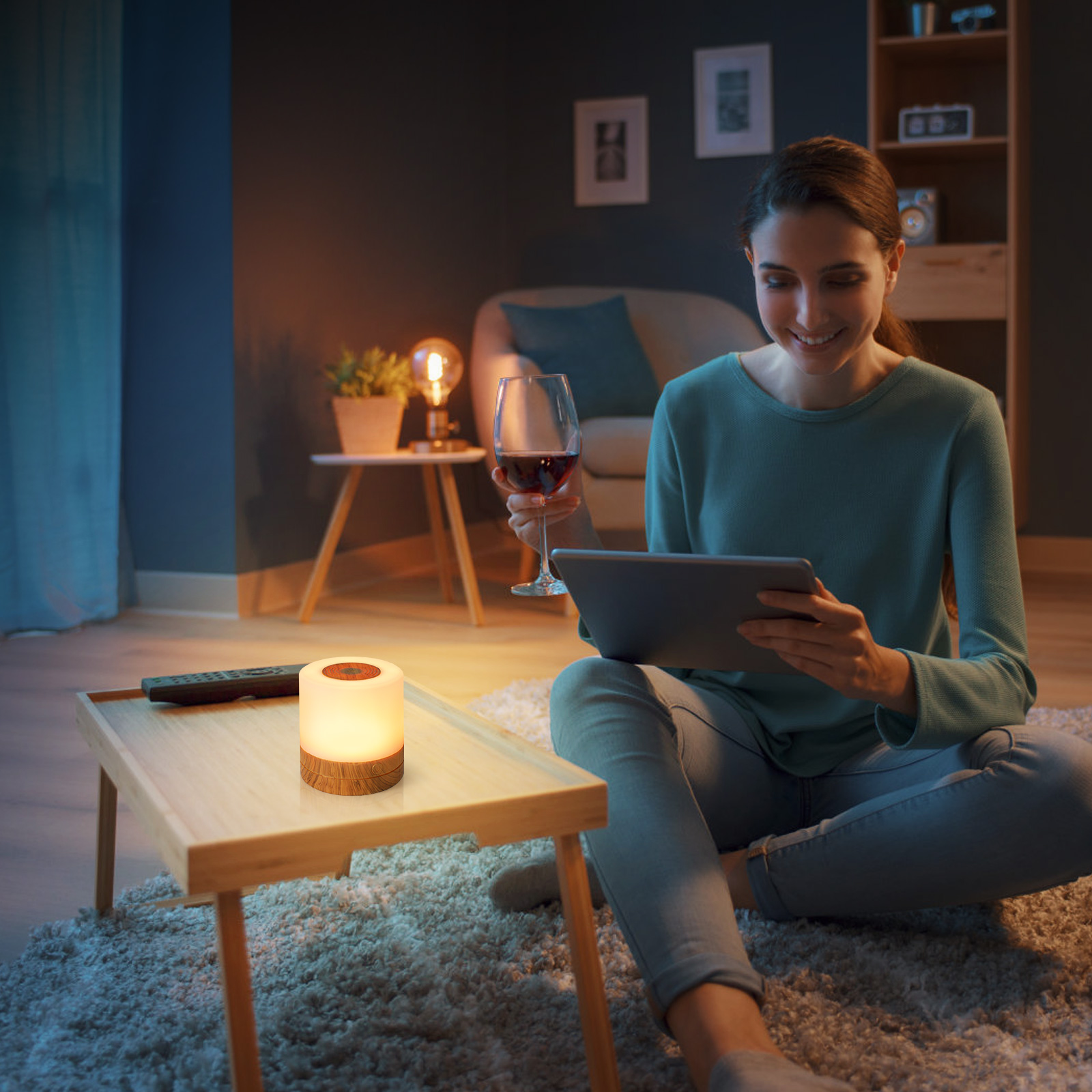 Night Light Touch Sensor Lamp Mini Bedside Table Lamp with Remote, 16 Colors RGB, USB Rechargeable, Portable Dimmable LED Night Light for Bedroom, Living Room
