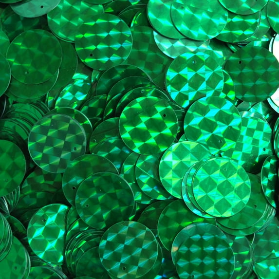 Green Sequins 20mm Top Hole Prism Multi Reflective Metallic Made in USA