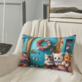 thumbnail image 4 of Pillow Covers, Whimsical Cats and Flowers Scene Fuzzy Pillow Cases Queen Size with Hidden Zipper, Comfy Bedding Counch Throw Decorative Pillowcase, Soft Pillow Protectors Mult Sizes 14x20, 4 of 5