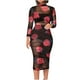 thumbnail image 2 of ICHUANYI Clearance Fashion Women Summer Mesh Print Casual Long SLeeve Top+ Skirt Set 3PCS Suit(Red, M) ICHUANYI WER2023081110777, 2 of 8