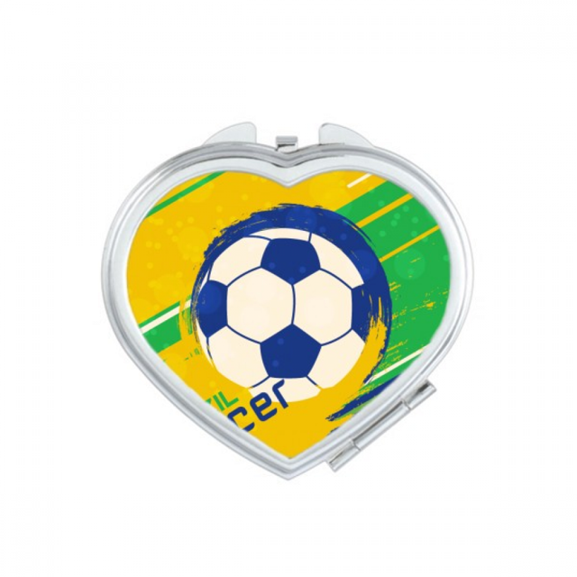 Brazil Soccer Football Sports Heart Mirror Travel Magnification Portable Handheld Pocket Makeup