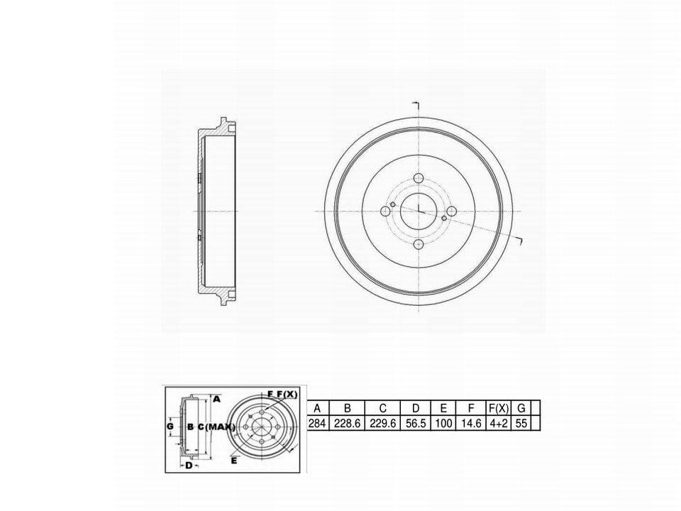 Winstop Brake Drum, Rear WS242536, Toyota Prius C 2019-2012