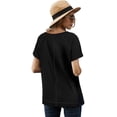 thumbnail image 4 of T-shirts pour Femmes à Manches Courtes, Col Ras du Cou, T-Shirts Unis Basiques, 4 of 5