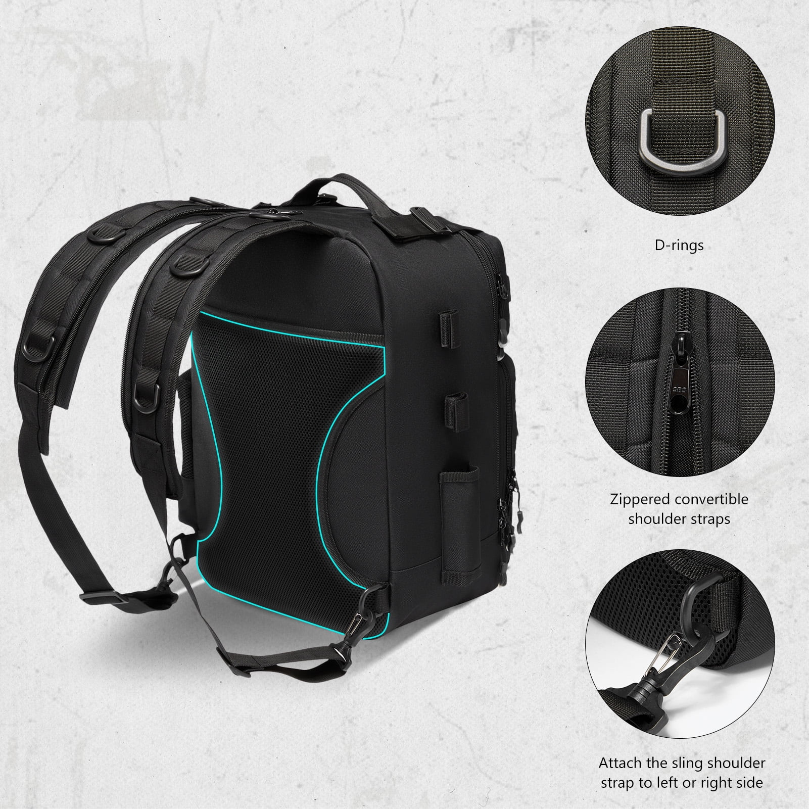 Bassdash Convertible Fishing Backpack Sling Bag with Rod Holder, Adjustable Tactical Water-resistant Tackle Storage Pack FP07