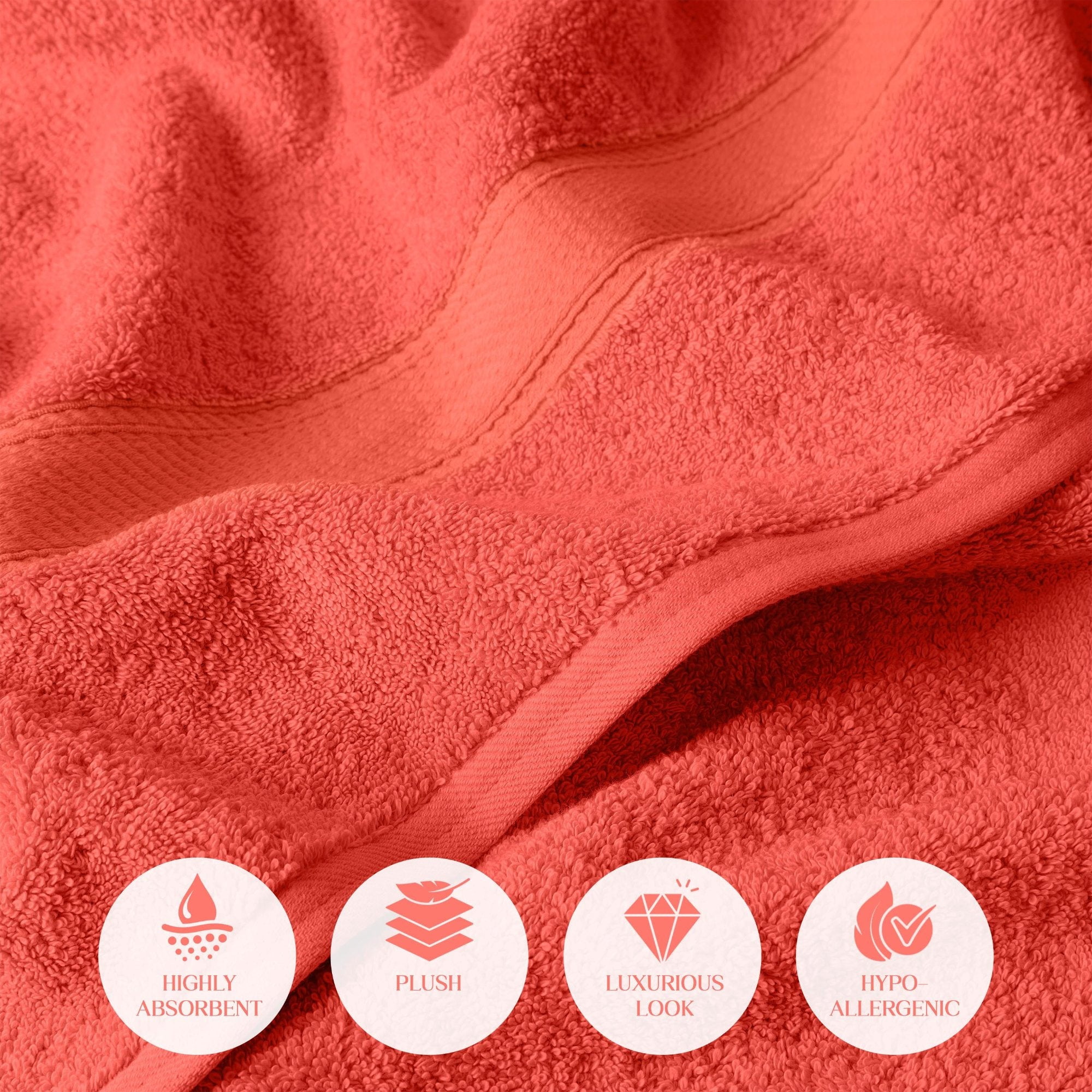 Superior Madeline Egyptian Cotton Ultra-Plush 12-Piece Towel Set, Coral