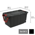thumbnail image 2 of 40 Gallon Wheeled Industrial Tote Plastic, Black, Set of 2, 2 of 5