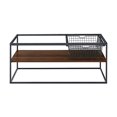thumbnail image 4 of Walker Edison Mesh Drawer Glass Top Coffee Table, 42 Inch, Dark Walnut, 4 of 5