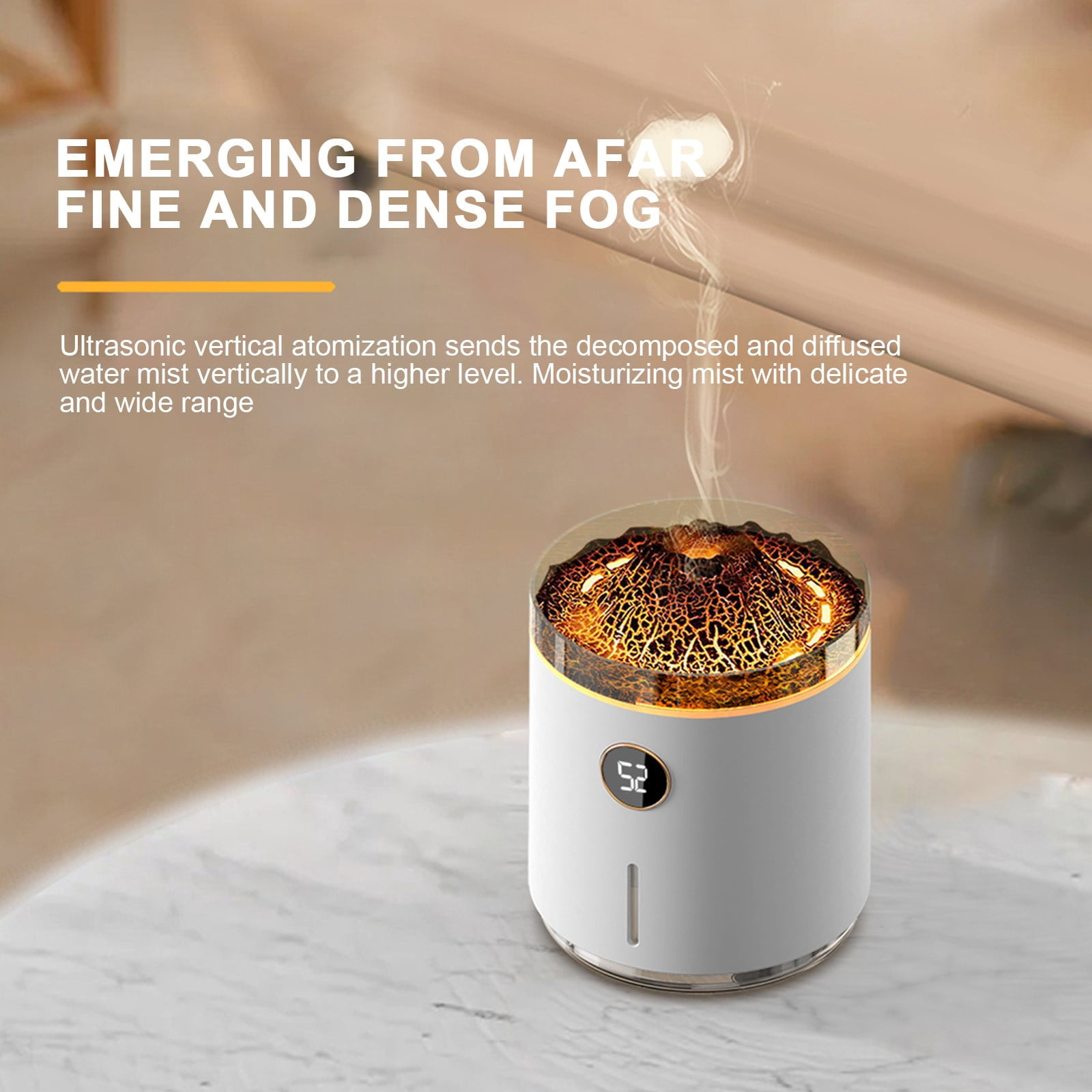 Dengmore Mini Portable Aromatherapy Diffuser Humidifier Humidifier Flame And Volcano Included 50ML Hotel Collection Essential Oil For Home Bedroom Large Room Gift