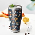 thumbnail image 3 of 30oz Brown Mushroom Leaf Dark Blue Pattern Tumblers Stainless Steel Tumbler with Lid and Straw,Vacuum Insulated Double Wall Travel Tumbler Cups Mug with Cleaning Brush for Coffee,Tea, 3 of 7